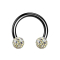 Micro Circular Barbell nero con due sfere di cristallo strato protettivo epossidico multicolore