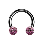 Micro Circular Barbell black with two crystal balls light...