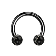 Micro Circular Barbell black with two crystal balls black...
