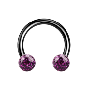 Micro Circular Barbell black with two crystal balls...