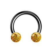 Micro Circular Barbell black with two crystal balls topaz...