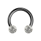 Circular Barbell noir avec deux boules de cristal argent époxy de protection