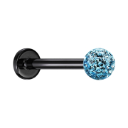 Micro Labret noir avec boule de cristal aqua couche de...
