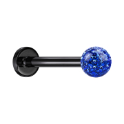 Micro Labret noir avec boule de cristal bleu foncé...