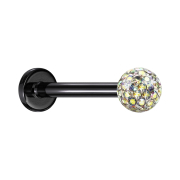 Micro Labret noir avec boule de cristal multicolore...