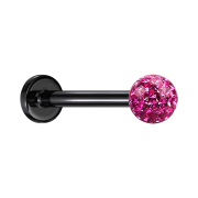 Micro Labret noir avec boule de cristal rose couche...