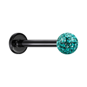 Micro Labret noir avec boule de cristal turquoise Couche...