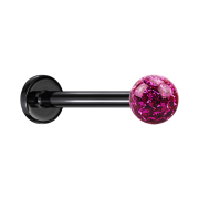 Micro Labret noir avec boule de cristal fuchsia couche...