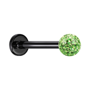 Micro Labret noir avec boule de cristal vert clair couche...