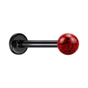 Micro Labret noir avec boule de cristal rouge couche...