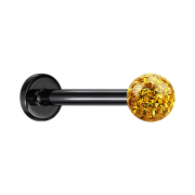 Micro Labret noir avec boule de cristal jaune couche de...