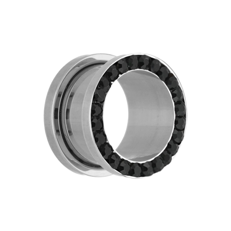 Flesh Tunnel argento con cristallo nero