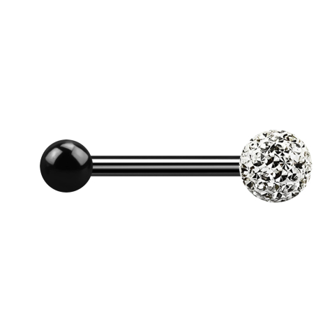 Barbell black with ball and crystal ball silver epoxy protective layer