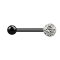 Barbell black with ball and crystal ball silver epoxy protective layer