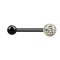 Barbell noir avec boule et boule de cristal multicolore époxy de protection