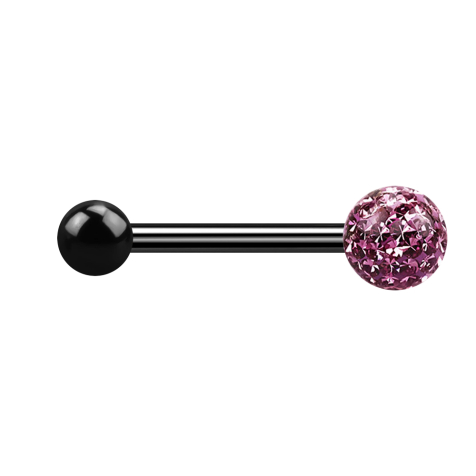 Barbell noir avec boule et boule de cristal violet clair couche protectrice dépoxy