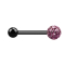 Barbell noir avec boule et boule de cristal violet clair couche protectrice dépoxy