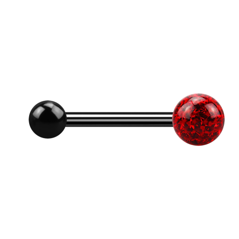 Barbell noir avec boule et boule de cristal rouge couche protectrice dépoxy