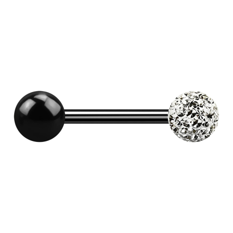 Barbell noir avec boule et boule de cristal argenté Epoxy couche protectrice