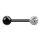Barbell noir avec boule et boule de cristal argenté Epoxy couche protectrice