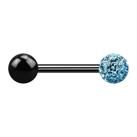 Barbell noir avec boule et boule de cristal aqua couche protectrice dépoxy