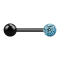 Barbell noir avec boule et boule de cristal aqua couche protectrice dépoxy