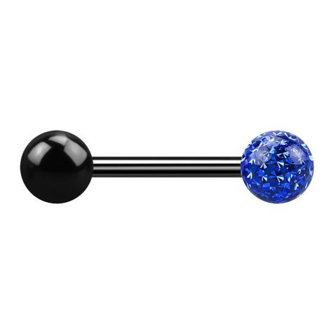 Barbell nero con palla e sfera di cristallo blu scuro strato protettivo epossidico