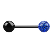 Barbell noir avec boule et boule de cristal bleu...