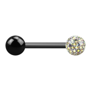 Barbell noir avec boule et boule de cristal multicolore...