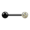 Barbell noir avec boule et boule de cristal multicolore époxy de protection