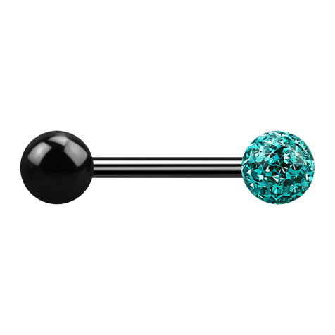 Barbell noir avec boule et boule de cristal turquoise couche protectrice dépoxy