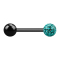 Barbell noir avec boule et boule de cristal turquoise couche protectrice dépoxy