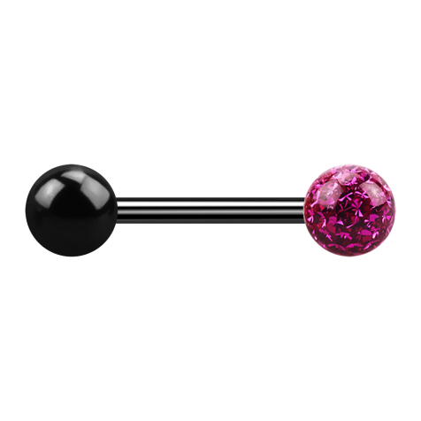 Barbell nero con palla e sfera di cristallo fucsia strato protettivo epossidico