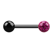 Barbell noir avec boule et boule de cristal fuchsia...
