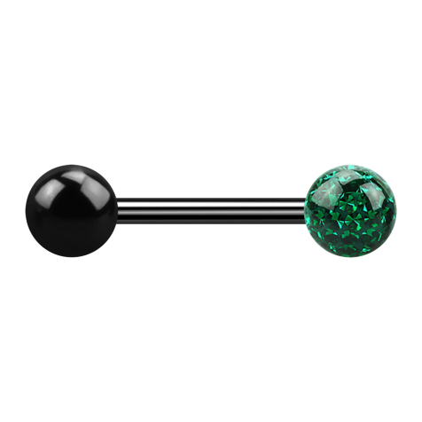 Barbell nero con palla e sfera di cristallo verde strato protettivo epossidico