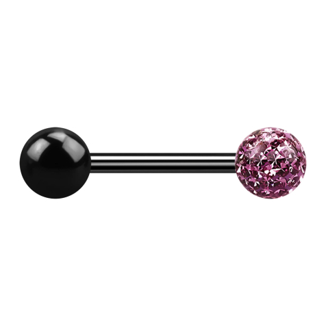 Barbell noir avec boule et boule de cristal violet clair couche protectrice dépoxy