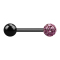 Barbell noir avec boule et boule de cristal violet clair couche protectrice dépoxy