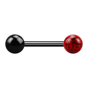 Barbell noir avec boule et boule de cristal rouge couche...