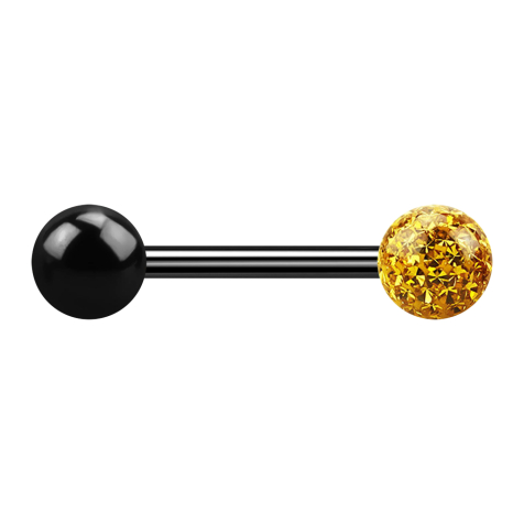 Barbell noir avec boule et boule de cristal topaz époxy de protection