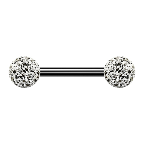 Barbell noir avec deux boules de cristal argenté couche de protection en époxy