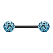 Barbell black with two crystal balls aqua epoxy...