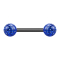 Barbell noir avec deux boules de cristal bleu foncé couche protectrice dépoxy