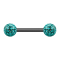 Barbell noir avec deux boules de cristal turquoise couche protectrice dépoxy