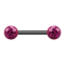 Barbell noir avec deux boules de cristal fuchsia couche de protection en époxy