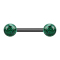 Barbell noir avec deux boules de cristal vert couche protectrice dépoxy