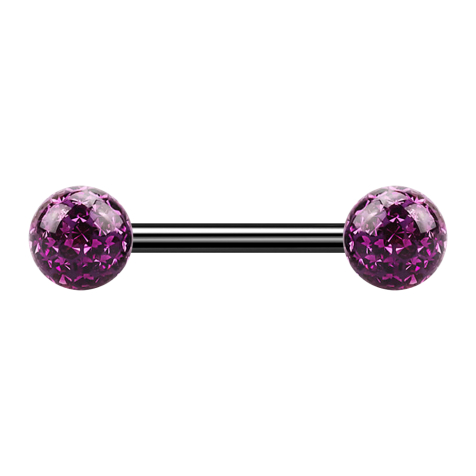 Barbell black with two crystal balls violet Epoxy protective layer