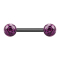 Barbell black with two crystal balls violet Epoxy protective layer