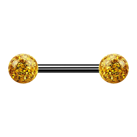 Barbell noir avec deux boules de cristal topaz époxy de protection