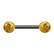 Barbell noir avec deux boules de cristal topaz...