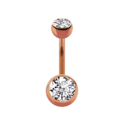 Banana rose gold with two silver crystal balls